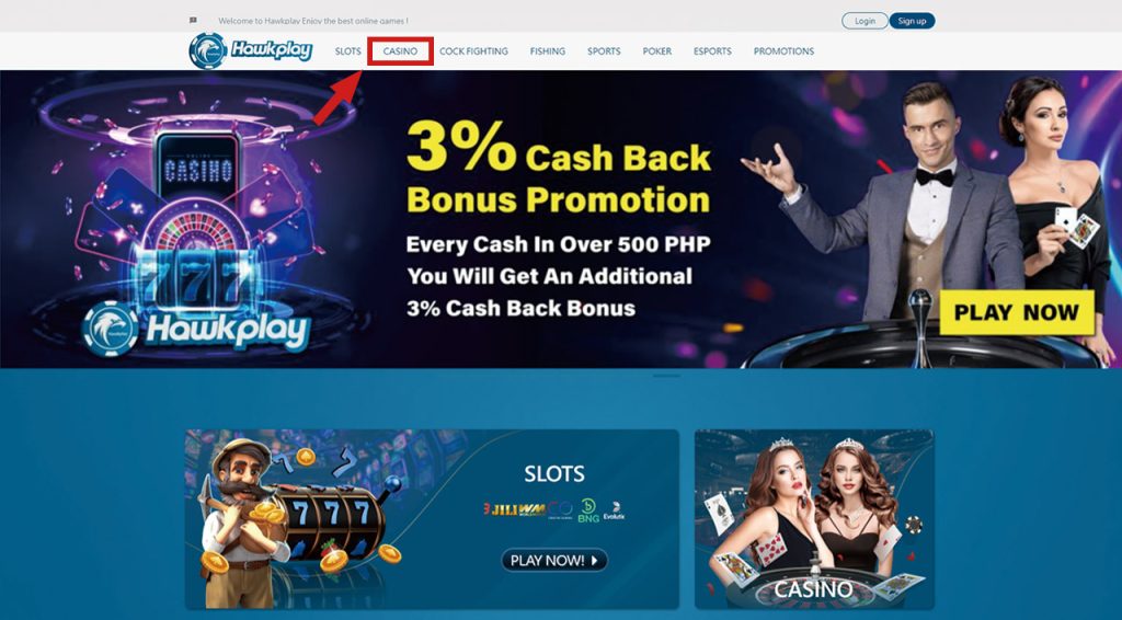 Click “CASINO” to enter live dealer game