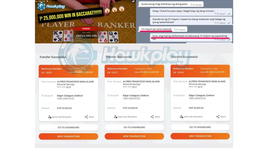 Players won ₱25,000,000 in baccarat on Hawkplay